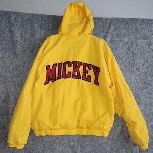 Disneyland Mickey Mouse Disney Vintage Hoodie Jacket Men's S Yellow 90s Lined